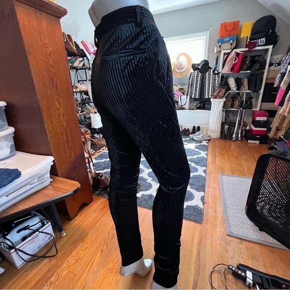 ASOS Ribbed black Velvet Skinny Pants - Picture 4 of 8